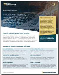 Visual Compliance Restricted Party Screening Solutions
